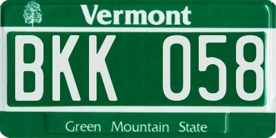 VT license plate BKK058