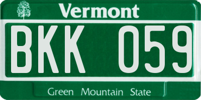 VT license plate BKK059