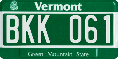 VT license plate BKK061
