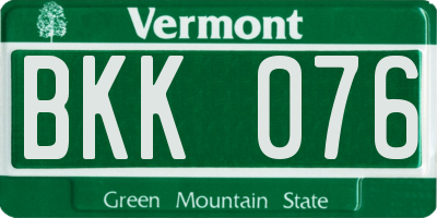 VT license plate BKK076