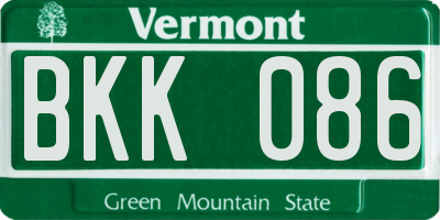 VT license plate BKK086