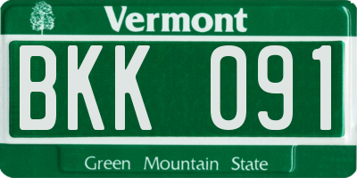 VT license plate BKK091