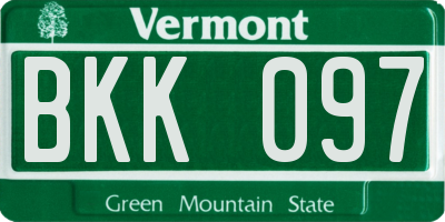 VT license plate BKK097