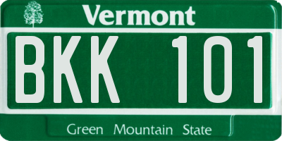 VT license plate BKK101
