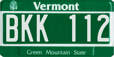 VT license plate BKK112
