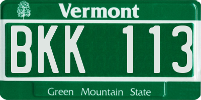 VT license plate BKK113