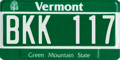 VT license plate BKK117