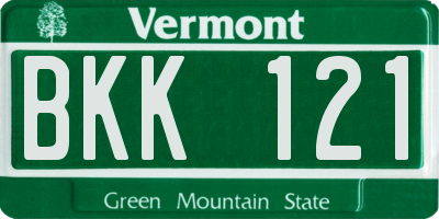VT license plate BKK121