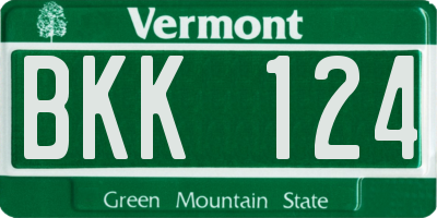 VT license plate BKK124