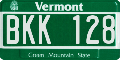 VT license plate BKK128