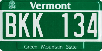 VT license plate BKK134