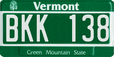 VT license plate BKK138