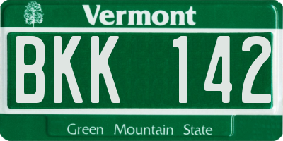 VT license plate BKK142
