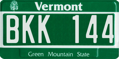 VT license plate BKK144