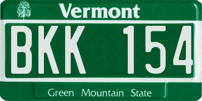 VT license plate BKK154