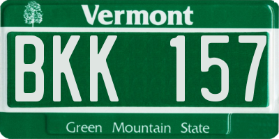 VT license plate BKK157