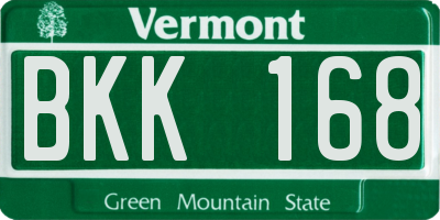 VT license plate BKK168
