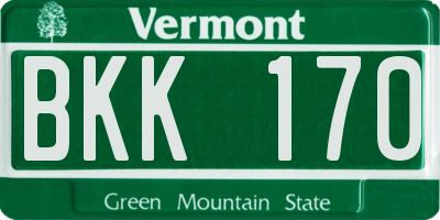 VT license plate BKK170