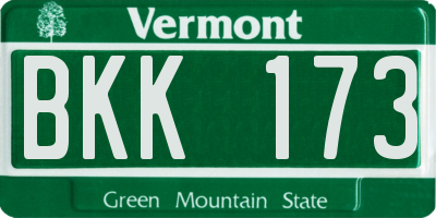 VT license plate BKK173