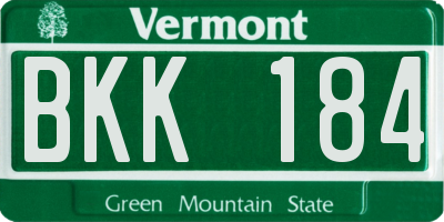 VT license plate BKK184