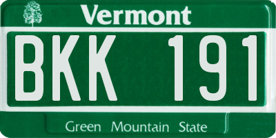 VT license plate BKK191