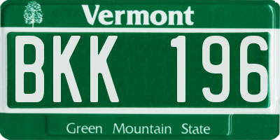 VT license plate BKK196