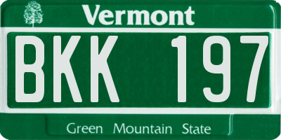VT license plate BKK197