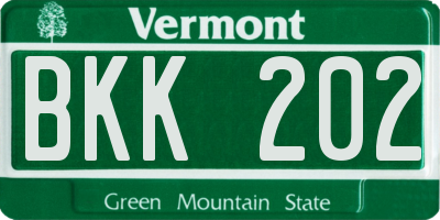 VT license plate BKK202