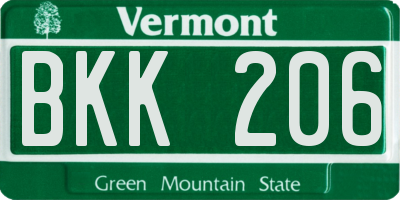 VT license plate BKK206