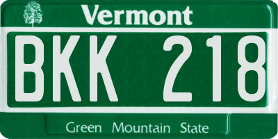 VT license plate BKK218