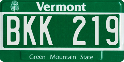 VT license plate BKK219