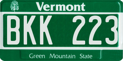 VT license plate BKK223