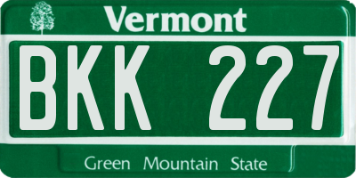 VT license plate BKK227