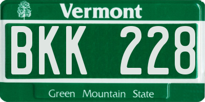 VT license plate BKK228