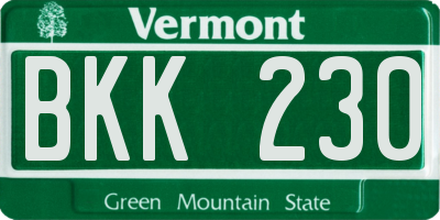 VT license plate BKK230