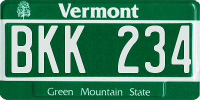 VT license plate BKK234