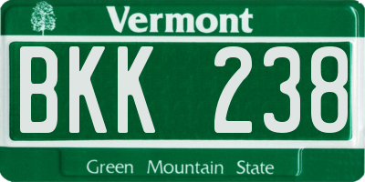 VT license plate BKK238