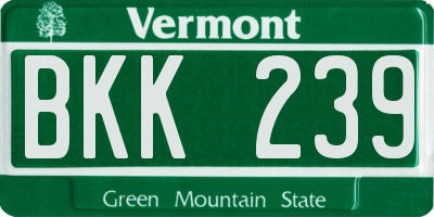 VT license plate BKK239