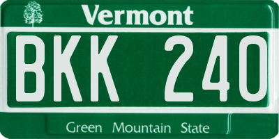 VT license plate BKK240
