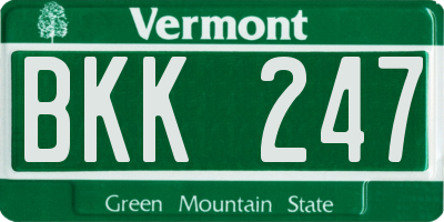 VT license plate BKK247