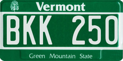 VT license plate BKK250