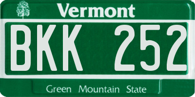 VT license plate BKK252