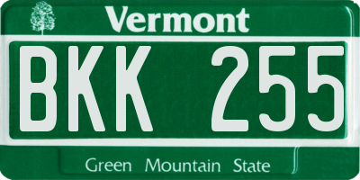 VT license plate BKK255