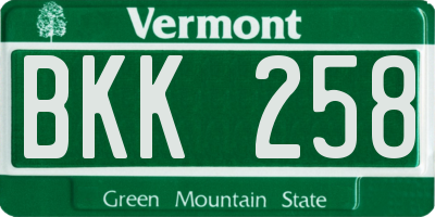 VT license plate BKK258