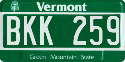 VT license plate BKK259