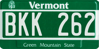 VT license plate BKK262