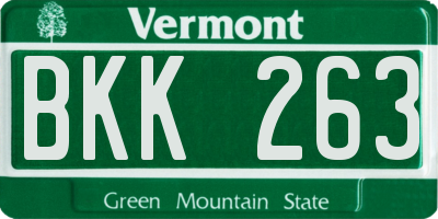 VT license plate BKK263