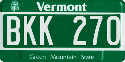 VT license plate BKK270