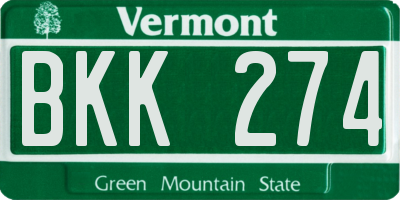 VT license plate BKK274