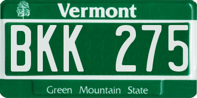 VT license plate BKK275